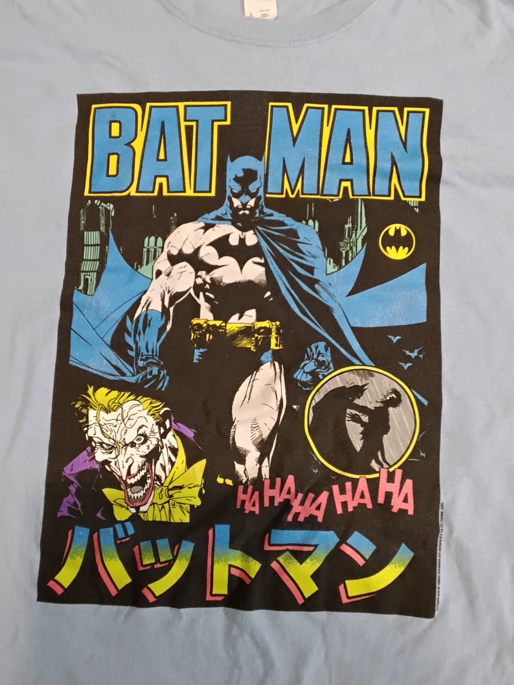 DC Comics Batman & Joker Light Blue Graphic T-Shirt Men's size L